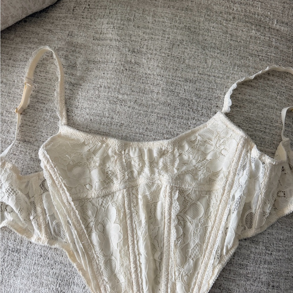 Urban Outfitters Cream Lace Crop Top
